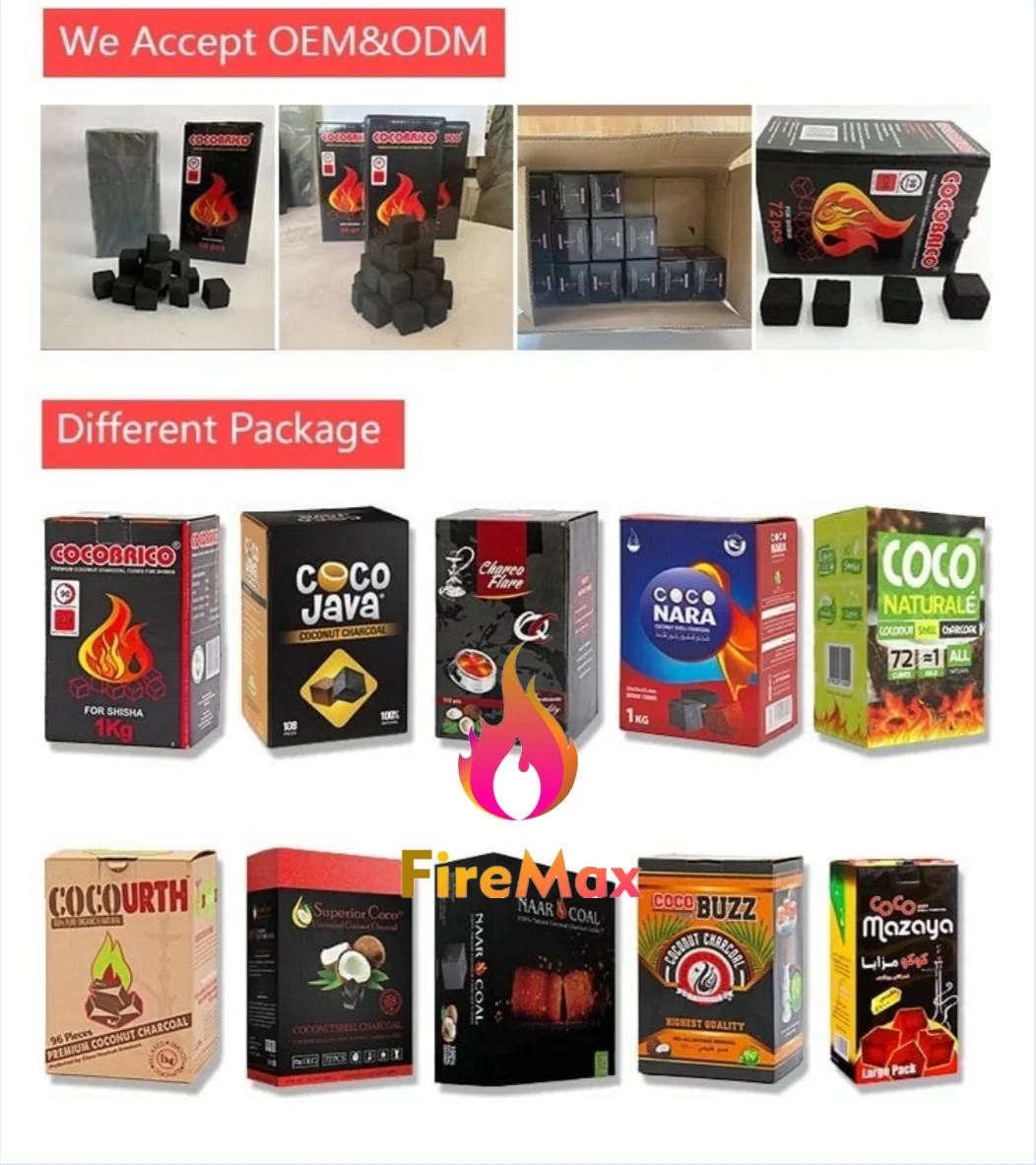 FireMax Hot Sales Indonesian Coco Briket Cube Shape Coconut Shell Briquettes Charcoal for Shisha Hookahs