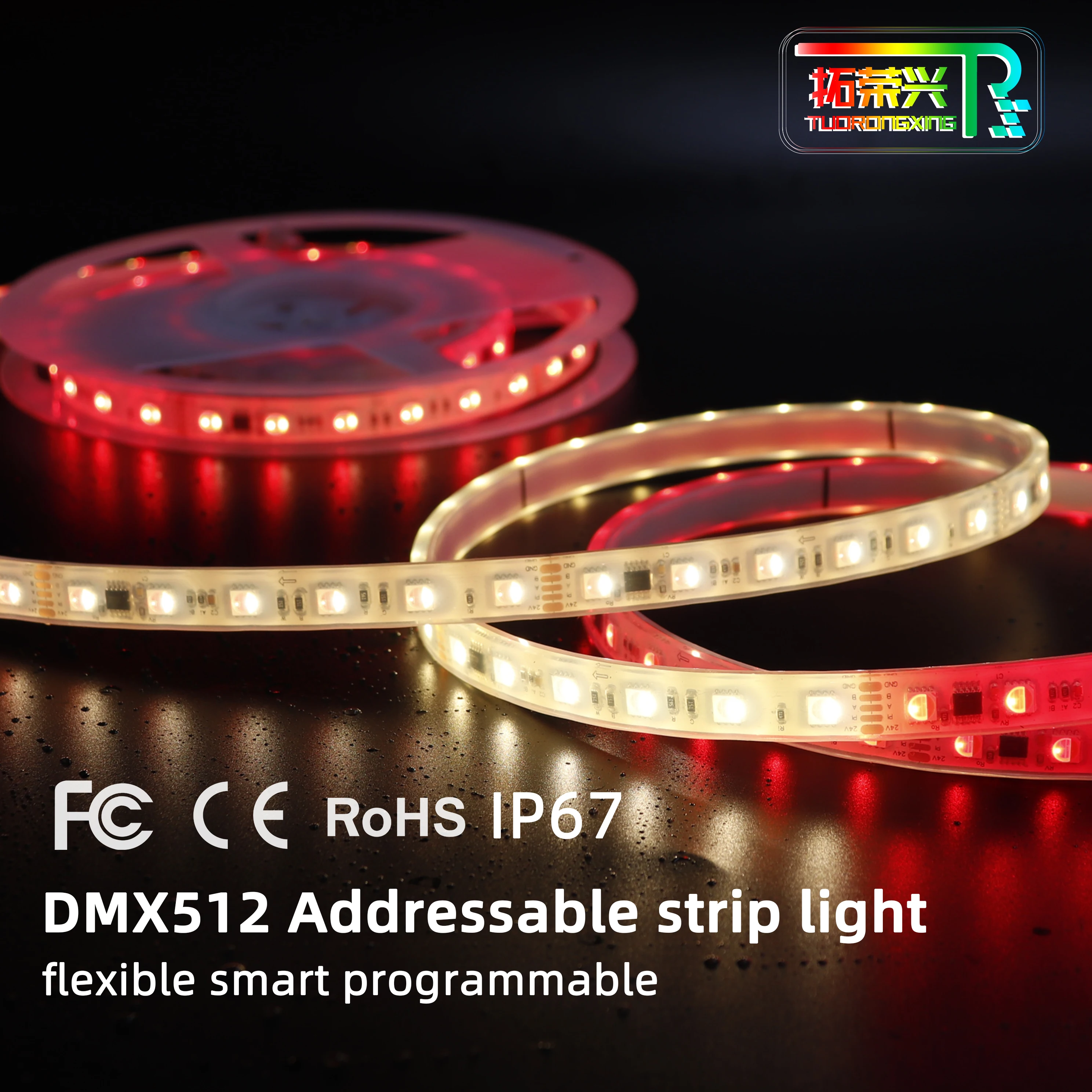 TRX DMX512 5050 RGBW Smart Programmable Addressable DC24V 60leds  Pixel 1 Meter Flexible Waterproof  Led Strip Light