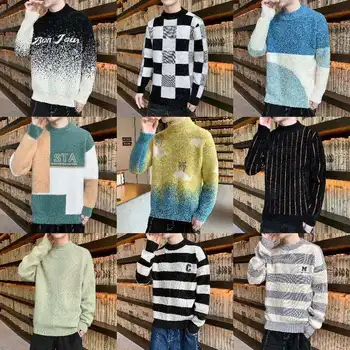 Men Sweater Fashion Warm Pullover Knitted Casual Wear Sweater Loose Autumn Winter Outdoor Tops Clothing