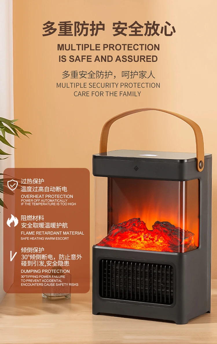 Fireplace Electric Heater Flame Warm Blower Fan Portable Desktop Household Home Heating Stove Radiator Flame Warmer Machine