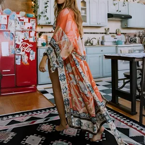 2026 Printed Cardigan Kimono Holiday Beach Shawl Bikini Beach Wear for Woman
