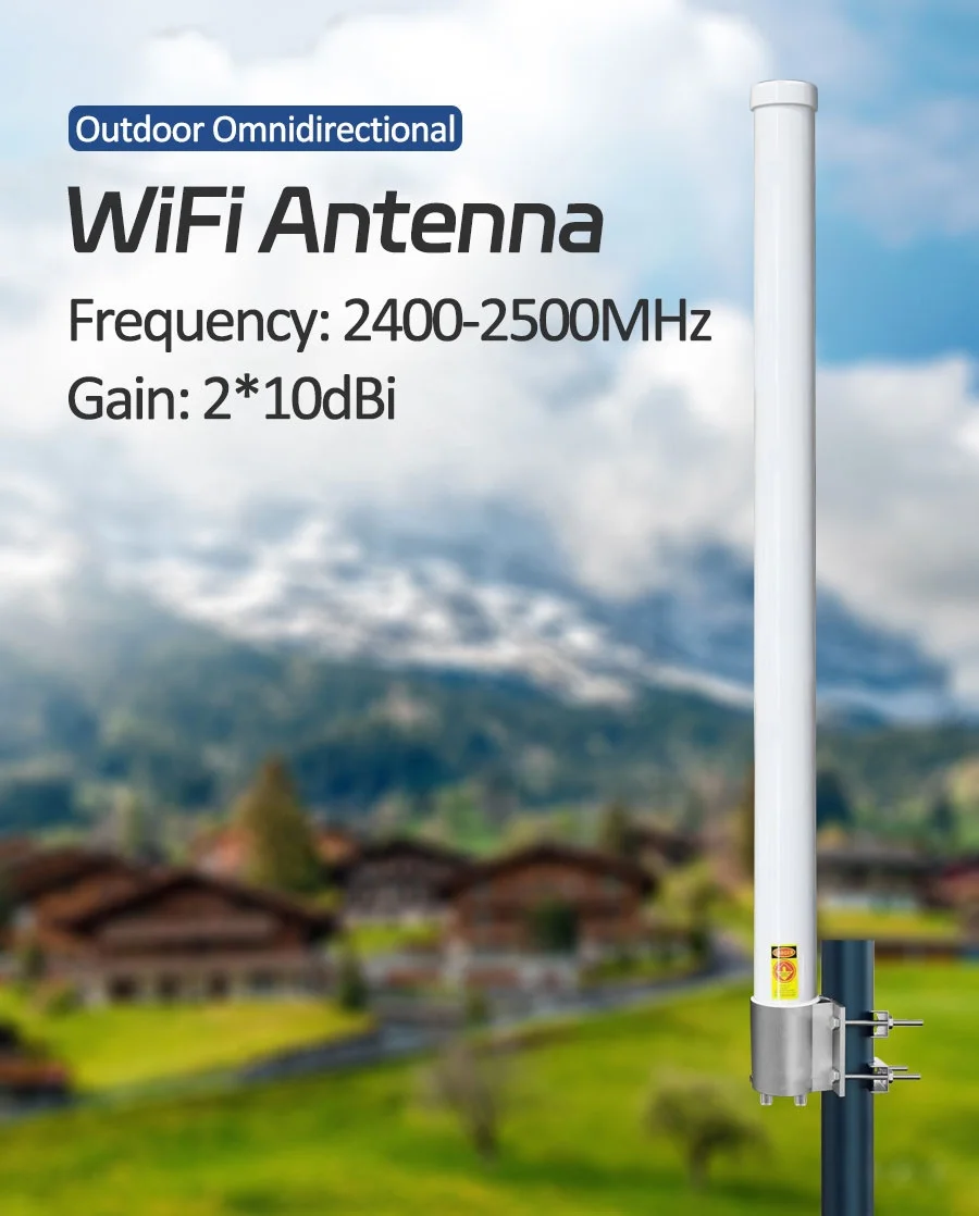 High gain 10dBi wi-fi omni directional long range wifi 2.4g outdoor wireless 2.4ghz external antenna for hotspot 50km 360