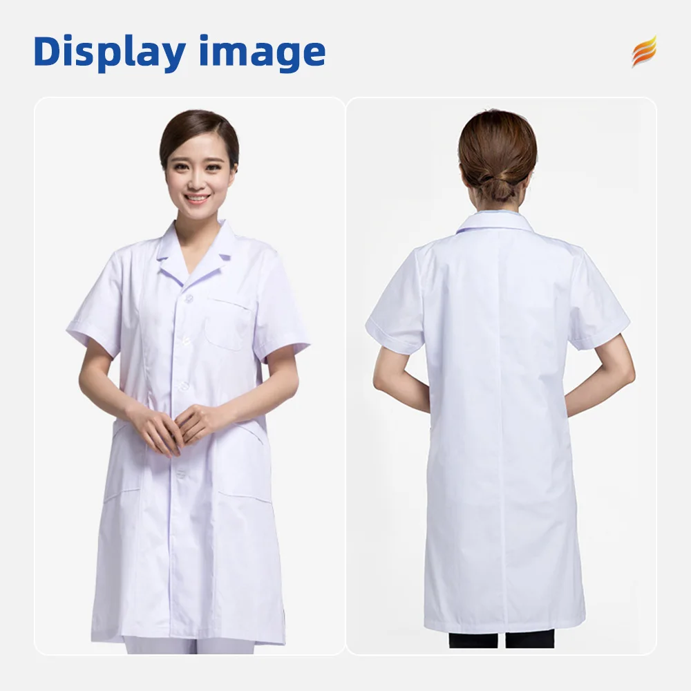Wholesale Women's Professional White Short Sleeve Nurse Gown Hospital - product detail 6