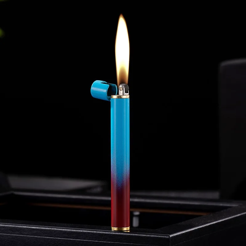 cigarette cylinder Mini Cylindrical Cigarette Shape Lighter Inflatable Flame Lighter Metal