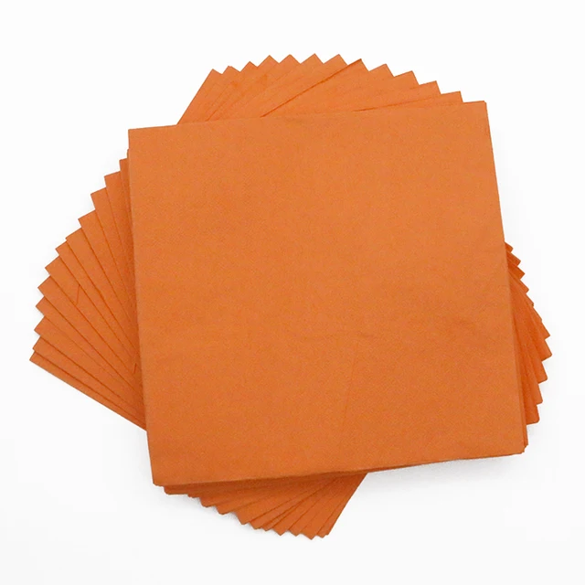 Wholesale Disposable Vibrant Orange Paper Napkins 25*25cm Dinner Napkins Custom Color