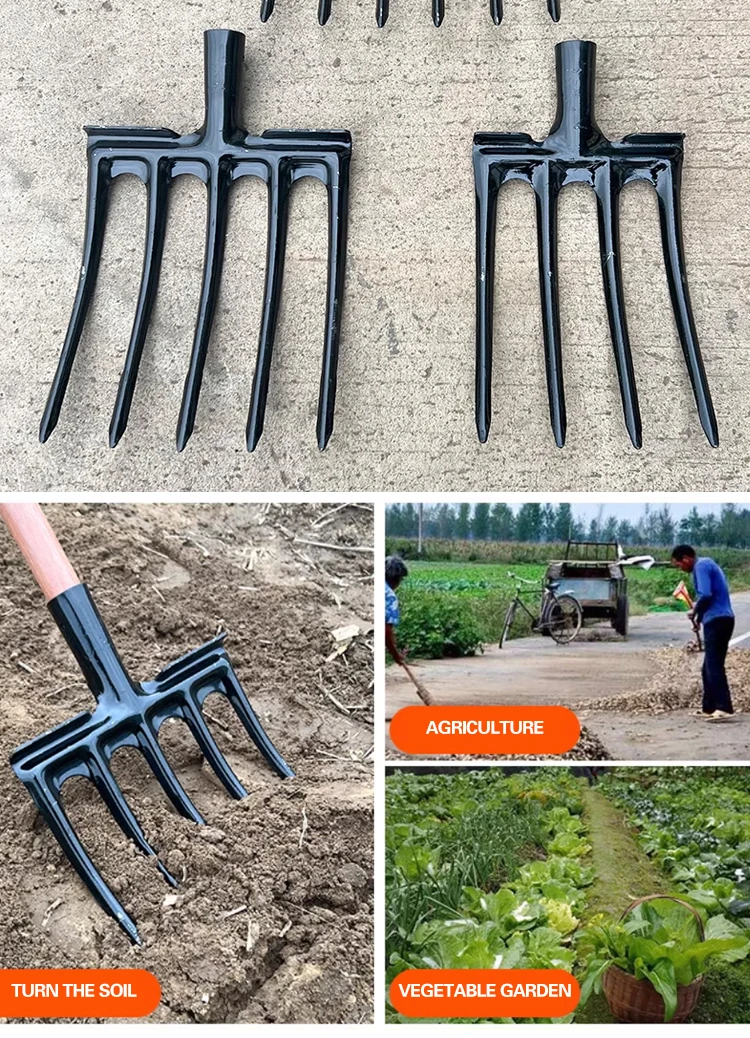 product china manufacturers horse shape garden fork agricultural digging steel fork with wooden handle-4
