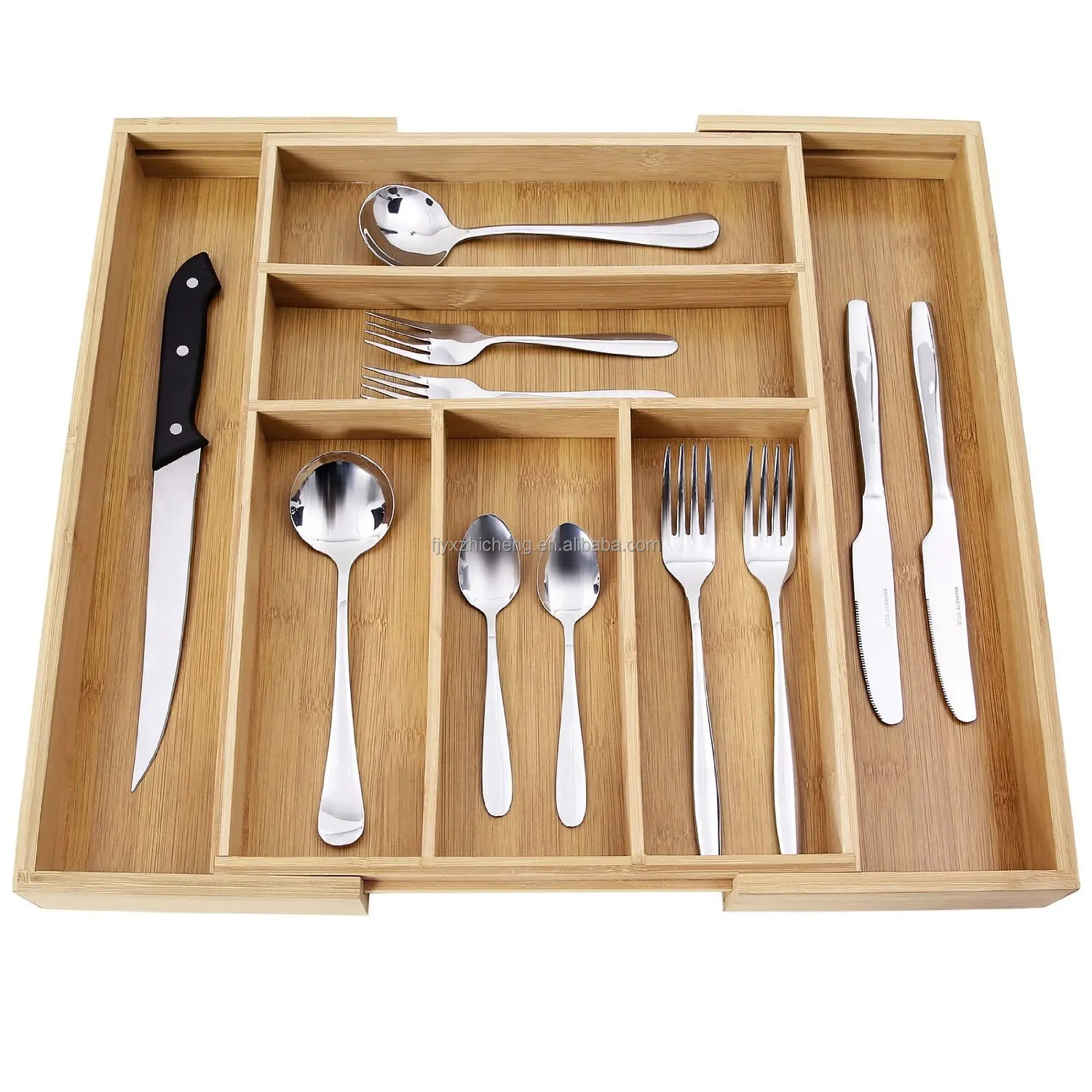 product multifunction kitchen drawer organizer expandable bamboo silverware drawer organizer utensil holder and cutlery tray-0