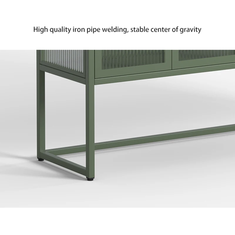 Modern Design 4-Door Wave Glass Display Cabinet Green Color High Quality Home Furniture for Living Room Bedroom Metal Furniture