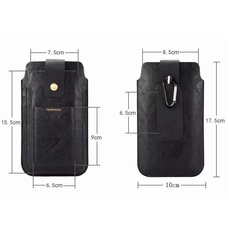 Vertical Dual Cellphone Carrying Luxury Leather Case Credit Card