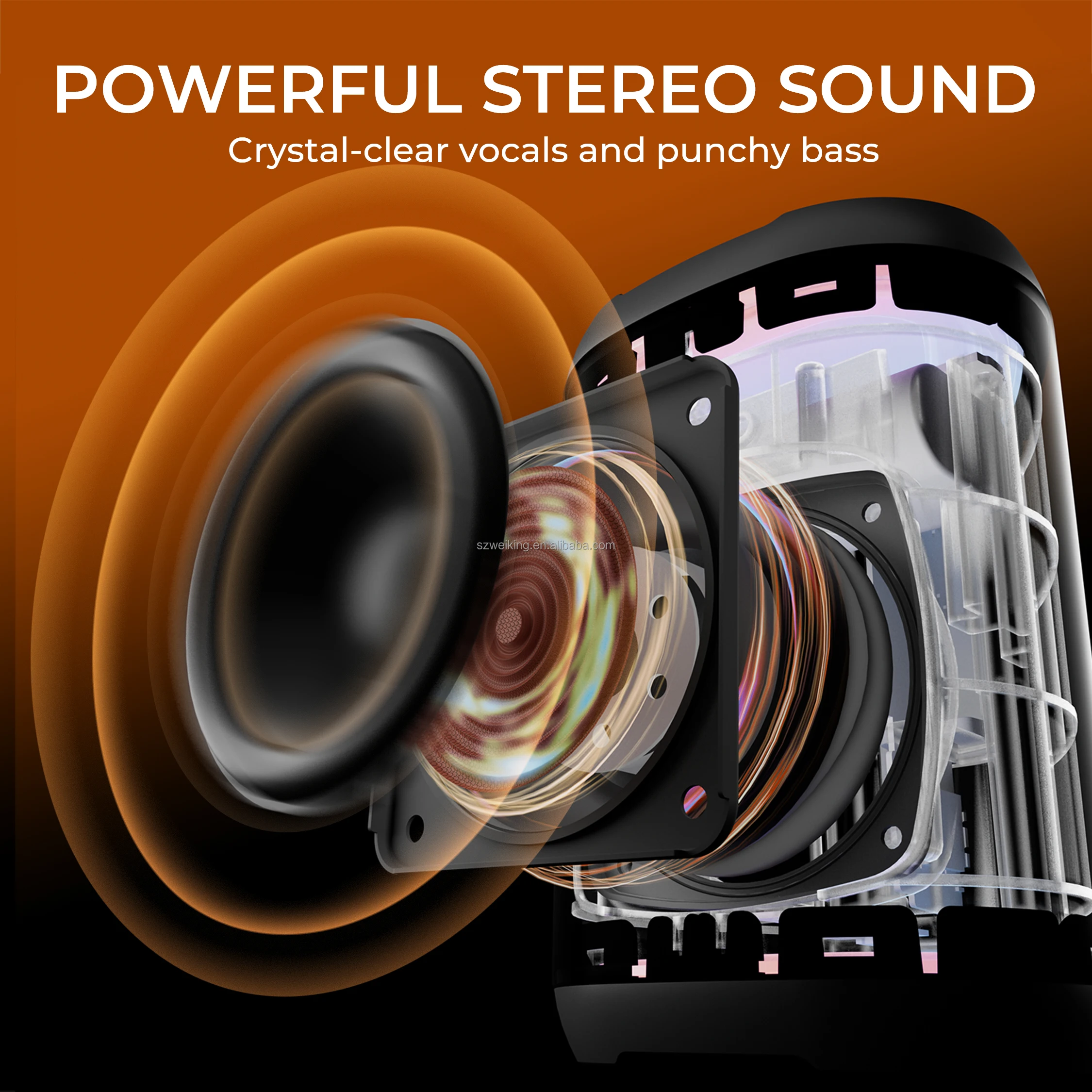 W-KING D110 Portable 15W Output for 5.3 Wireless Speaker New Arrival 2025 Waterproof IPX7 RGB Light Bass Feature 2900mAh