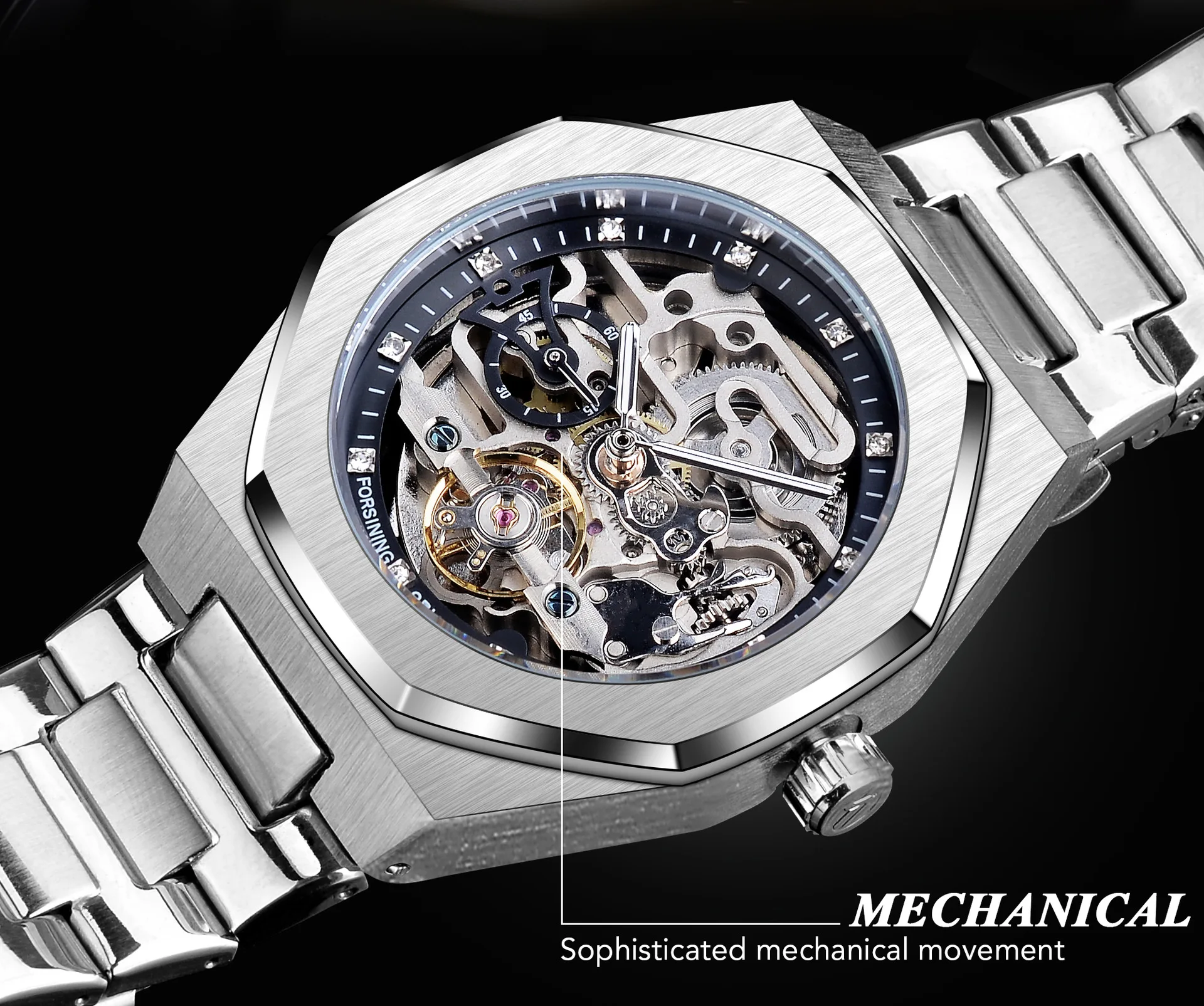 GMT1211 Men Wrist Top Brand Waterproof Fashion Design Luminous Male Relojes Hombre Iced Out Tourbillon Skeleton Mechanical Watch