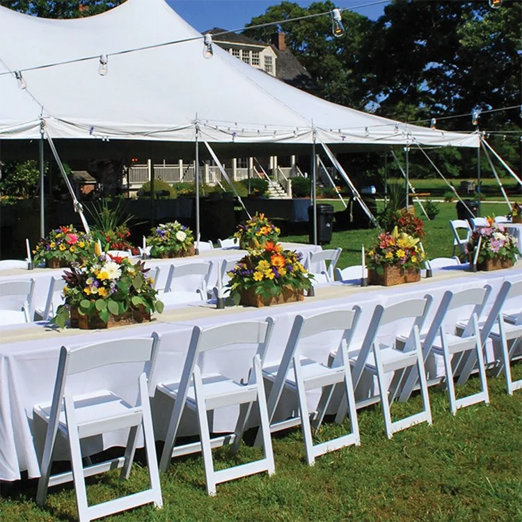 foshan factory cheap price foldable wedding supplies chairs plastic furniture white resin outdoor folding wedding chairs
