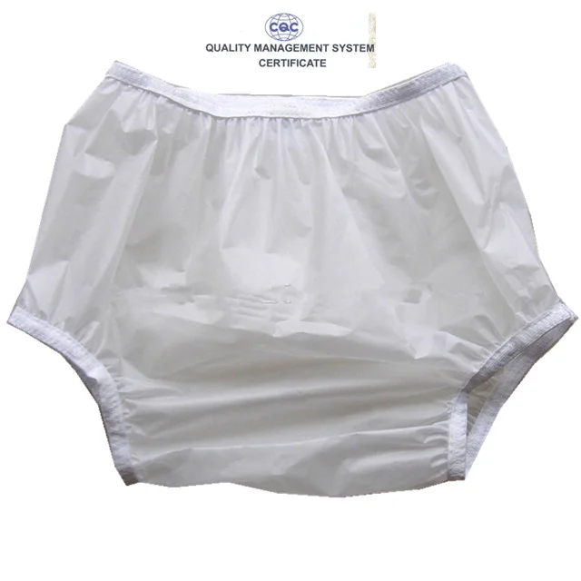 Plastic Pants for Adults with Incontinence,Elastic Band Plastic Waterproof  Pants, Plastic PVC Diapers, Reusable Senior Diapers, Soft Surface, Suitable