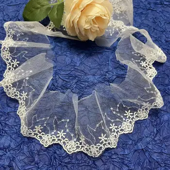 White Flower Embroidery Lace Trim for Lingerie decoration Tulle Bridal Wedding Dress Fabric