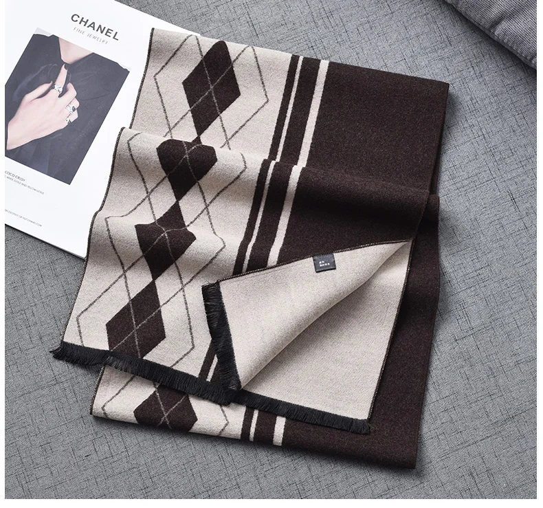 男士商务休闲厚围巾男士羊毛围巾冬季保暖围巾厂家