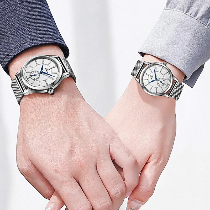 Factory Direct Sale Small Seconds 50M Waterproof Stainless Steel Watch Quartz Luxury Couple Wristwatches for Men Women