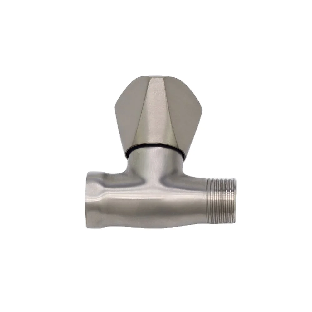 Sanitary ware hardware plumbing surface brushed stainless steel triangle handle globe valve water st