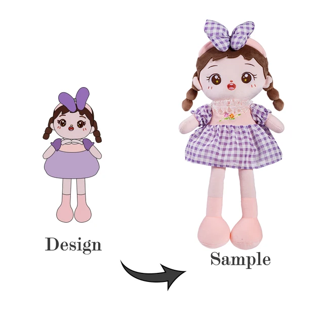 Kawaii Purple Color Oem Design Character Girls Custom Human Plush s