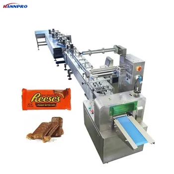 HANNPRO Economical Automatic Cake chocolate horizontal packing line candy Protein chocolate bar flow packaging machine