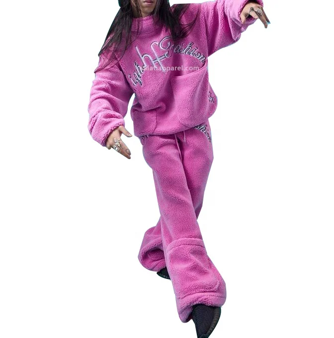 Unisex Tracksuits With Logo Custom Embroidery Fleece Oversized 100% Cotton Sweatsuit Jogger Flared Sweatpants and Hoodie Set Men gallery 3