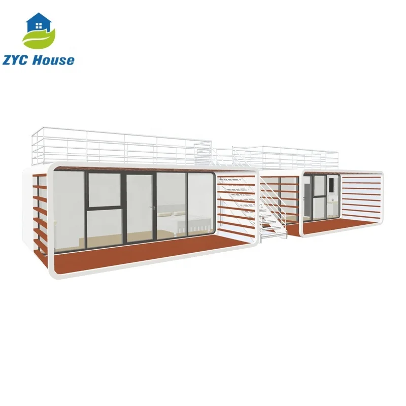 Rumah Kontainer Apel Kabin Mewah Portabel 20 ft Kustom untuk Toko Rumah Sinar Matahari Ruang Kantor Rapat