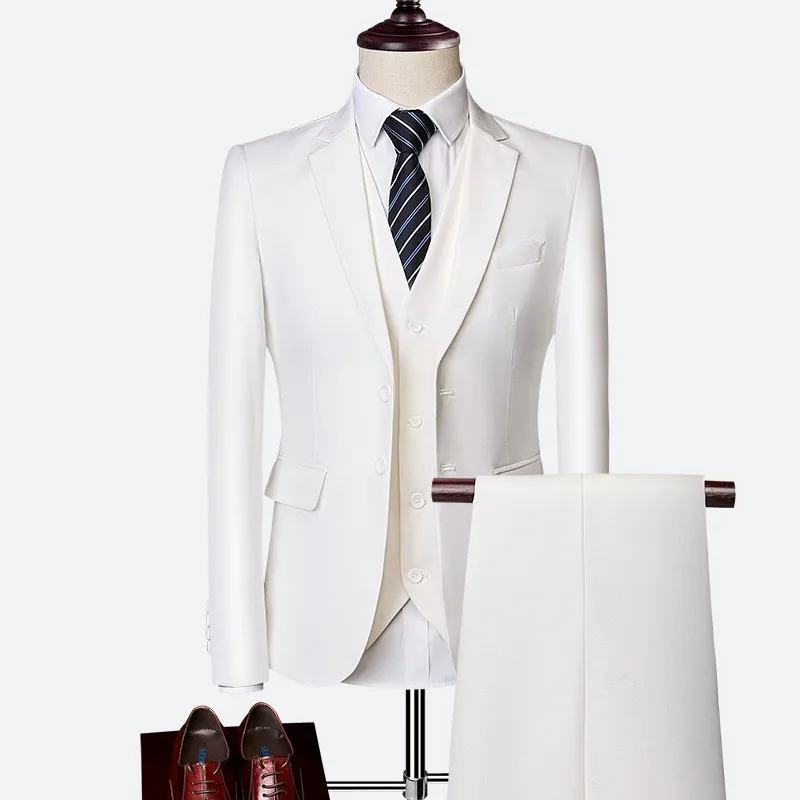 Y2603 British Style Business Suit for Men Slim Fit Jacket+Vest+Pant 3 Piece Set Formal O aperçu 21
