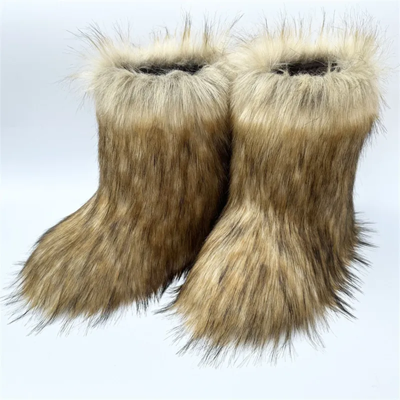Autumn And Winter Women Fluffy Faux Fox Fur Boots Ladies Plush Warm Snow Boots Multicolored Fashion Winter Short Boots - Image 6