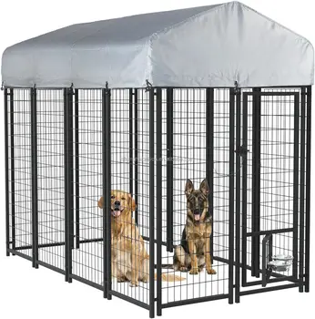 Double Door Folding Iron Metal Dog Crates Pet Cage Kennel Equipped With Detachable Handle