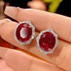 10*12MM ZS1316 Red corundum ear studs