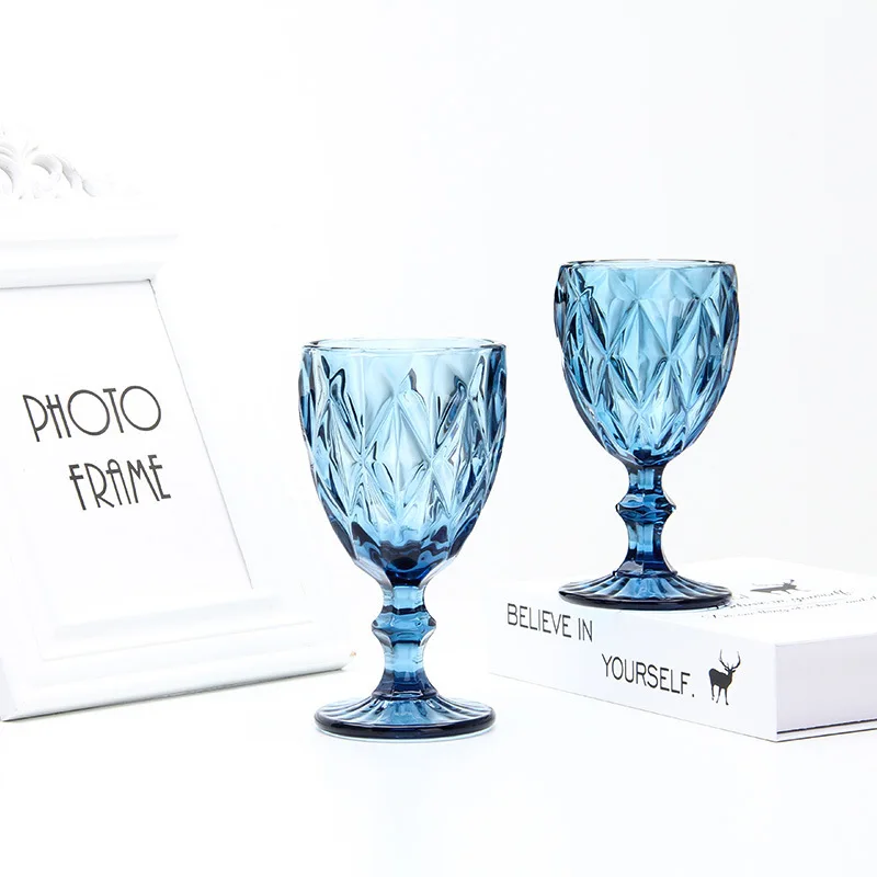 Vintage Engraved Wine Goblet Glassware - Retro Drinking Glass for