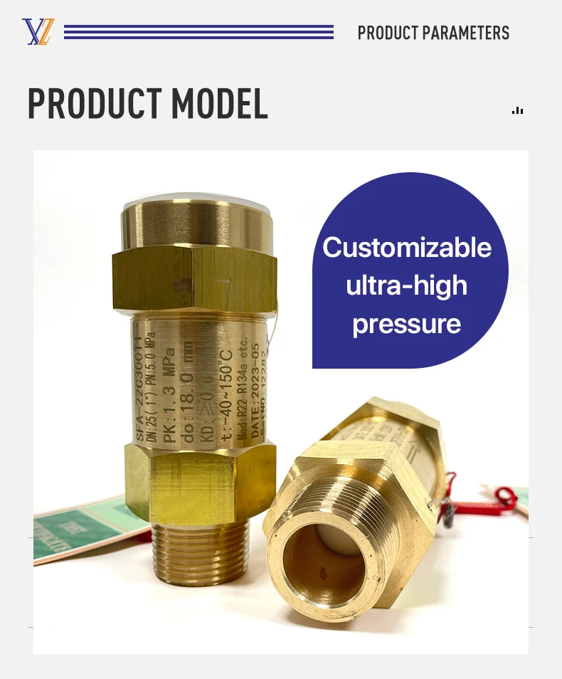 High Pressure Safety Brass Valve Refrigeration Parts Pressure Safety