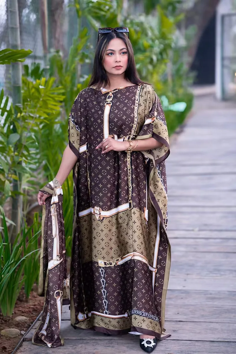Summer Elegant Islamic Ethnic Printed Burqa Woman Dresses Skirts ...