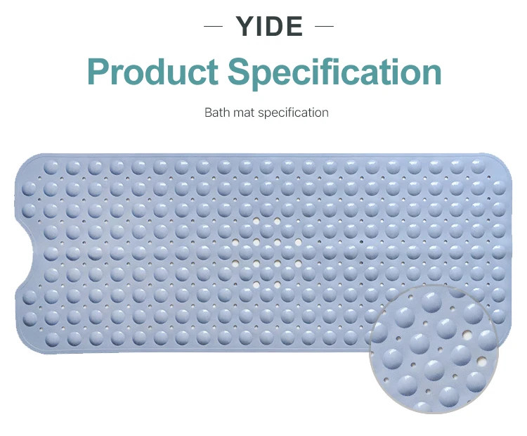 Yide Ecofriendly Vinyl Large Size Shower Mat Pvc Non Slip Bath Tub