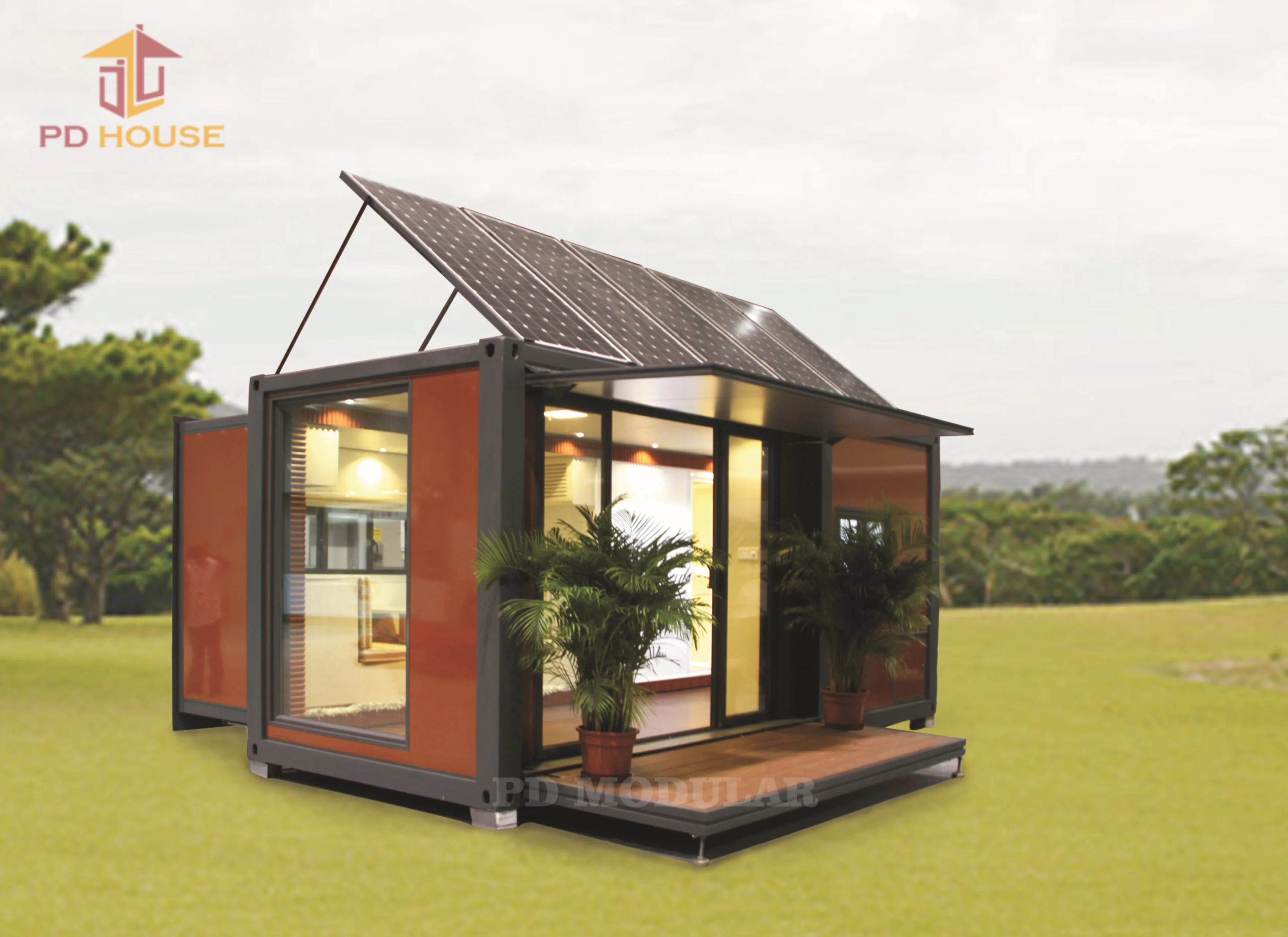 Slide Out Pop up Extensible Container Houses Shop Pre Set Portable Solar Tiny Homes Apple Pod for Glamping Living Accommodation
