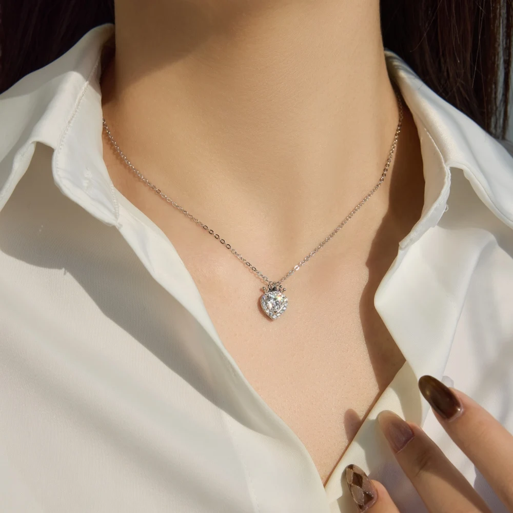 KAKODIY Fashion Trend Design 925 Sterling Silver Chain Shiny 5A Zircon Heart Shape Love Pendant Women Daily Wear Jewelry Necklace detail 3