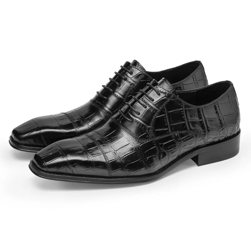 Genuine Leather Lace-up Oxford Dress Shoes For Men