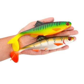 CHEERY Stainless Steel Printed T-tail Artificial Soft Bait 15cm/20cm Fish-Shaped Sea Fishing Hooks for Bass Float Bottom Fishing – Soft Lure – view 4