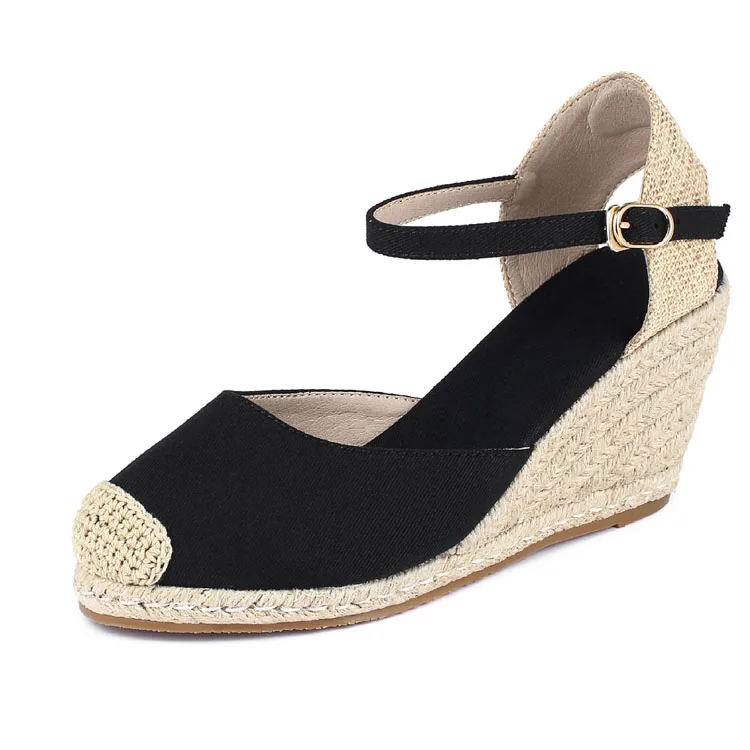 5 cm Summer Espadrilles Sling Back High Heel Platform Wedge Sandals Female Breathable Slip Resistant