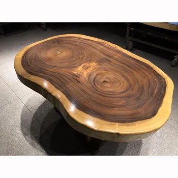 Live edge wood slice coffee table solid walnut wood coffee table oval