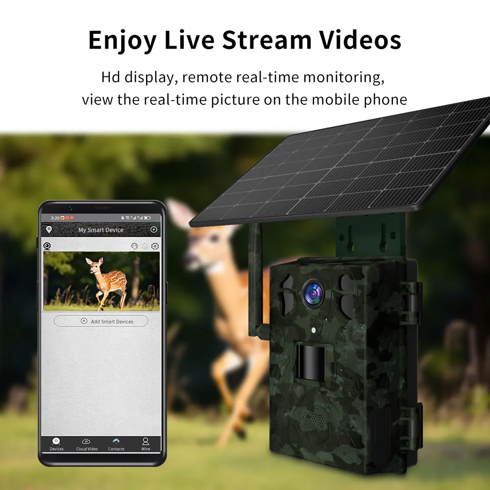 JerderFo H6 Ucon Cell Cellular 4G LTE Deer Live Stream Trail Camera Hunting  Camera 4G Camera Wildlife 940 No Glow Solar Panel