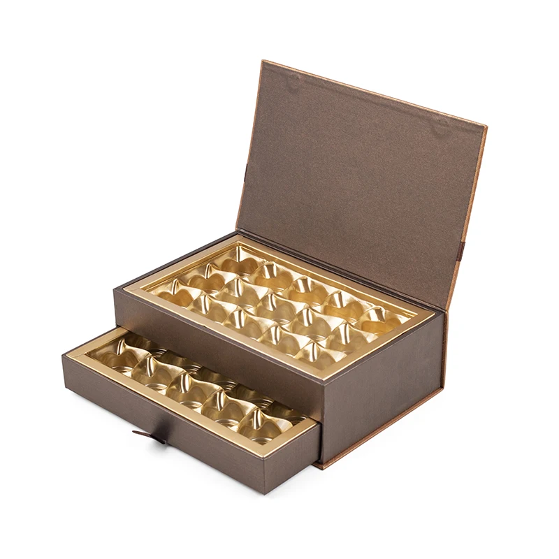 Luxury Empty  Coated  Paper Grids Packaging Food Grade Chocolate Packaging Box