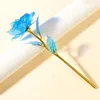 Flor colorida de 24 cm en oro y azul.