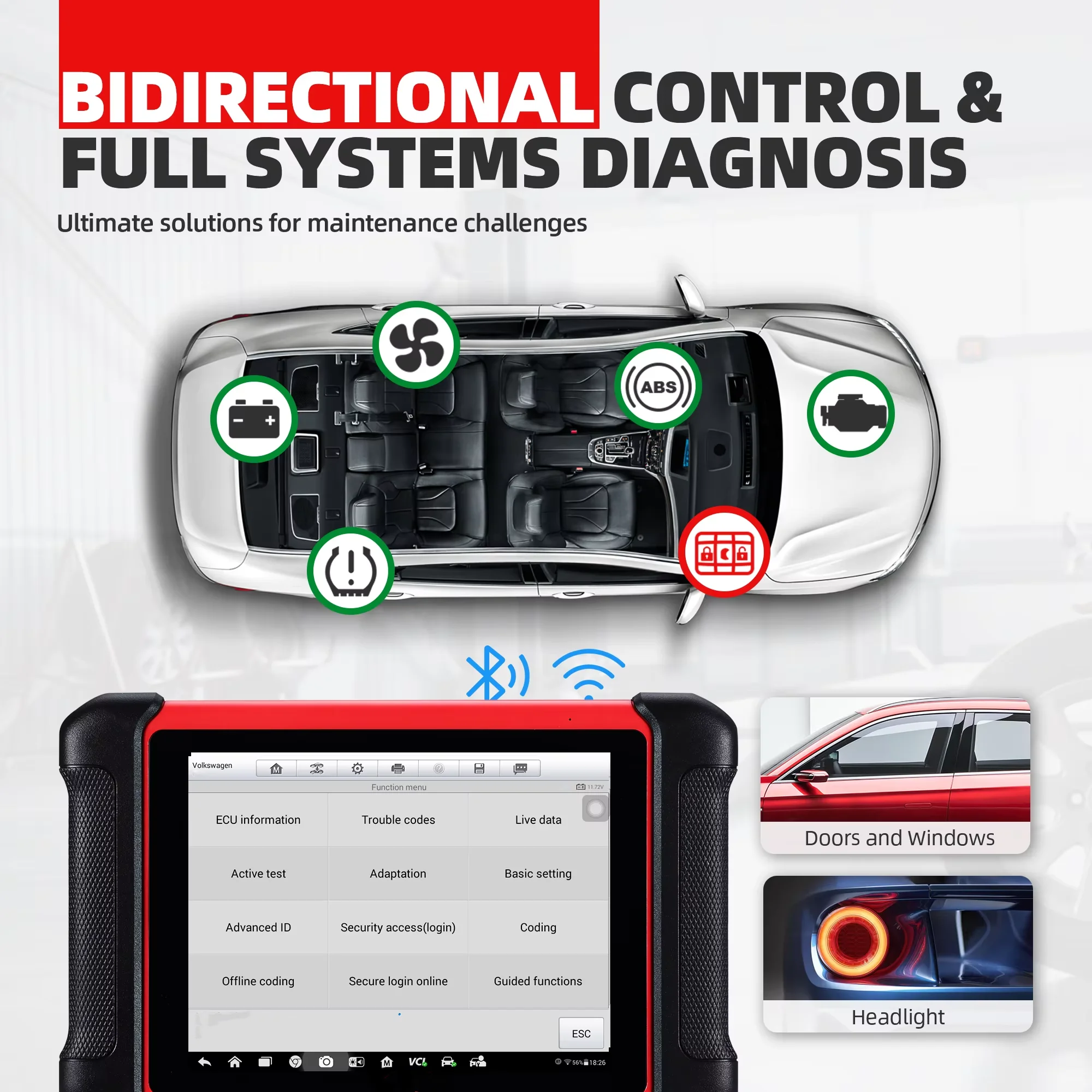 MaxiCom MK906BT PRO ECU Coding Super Tablet Scanner MS908P OBD2 Car Accessories Wireless MV108 PK  906bt