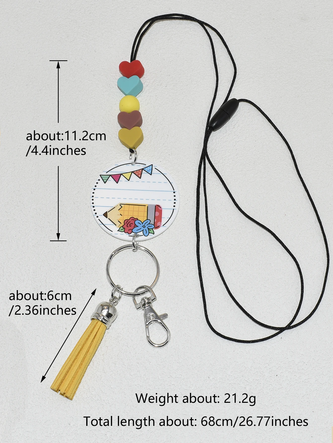 Silicone Heart Shape TEACH Beads Custom Lanyard Keychain With Blank  Monogram Pencil Notebook