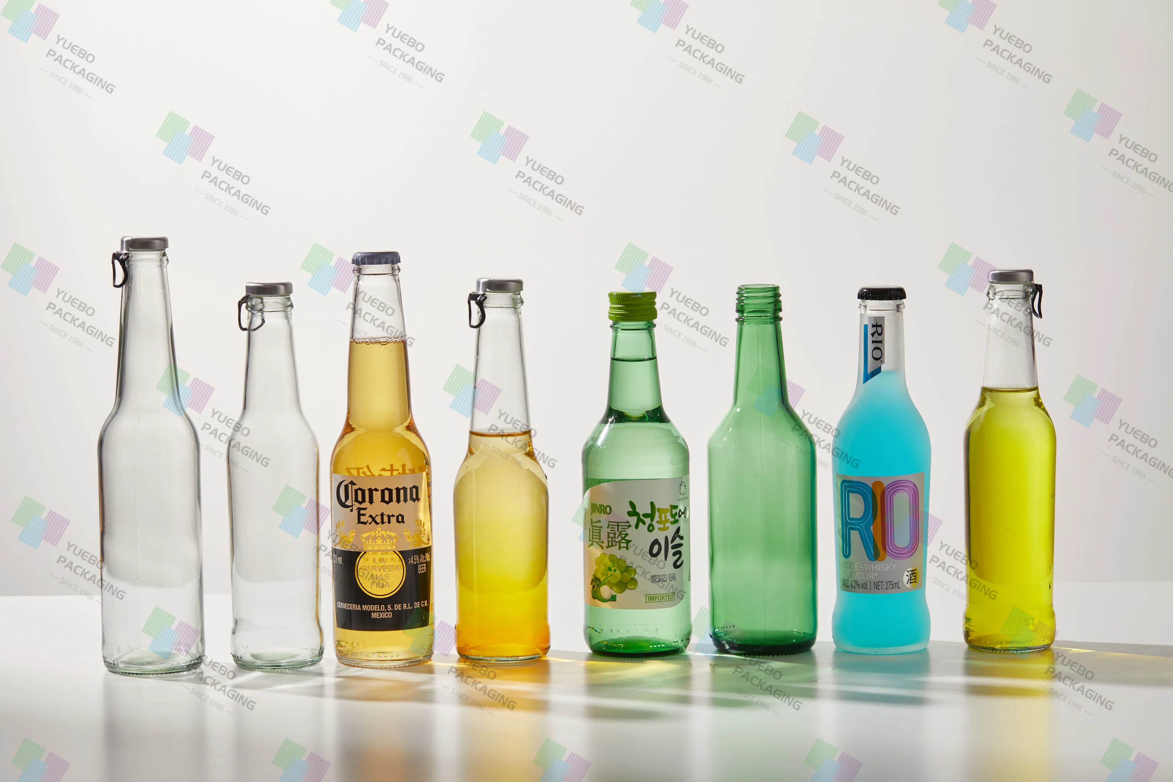 Soju Korea Fruit Flavored Liqueur Glass Bottle glass clear soju blue bottle bchampagne soju glass bottles for alcoholic