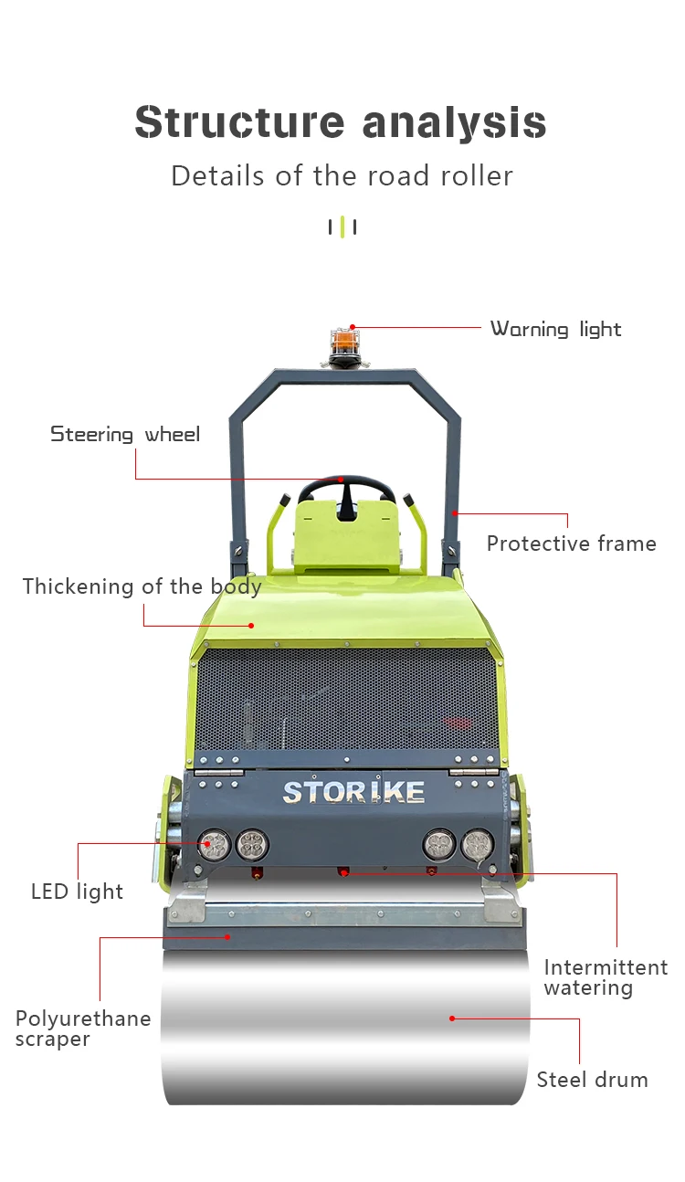 1 ton 2 ton 3 ton driving type double drum diesel gasoline road roller road compaction road repair engineering machinery