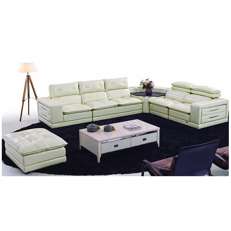 Modern L-Shape Leather Sofa Set Genuine Leather Home Furniture for Living Room Latest Design
