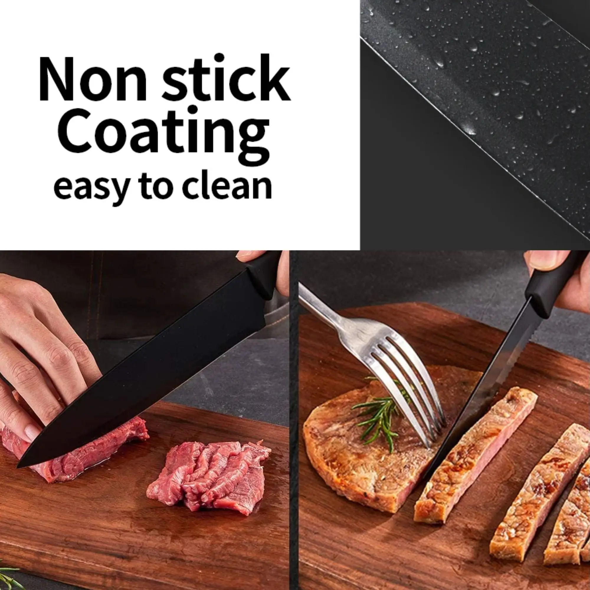 JJ 17 PC Non-Stick White Color Coated 3Cr13 Stainless Steel Kitchen Knife Set with PP Handle and Acrylic Block Custom Knife Set