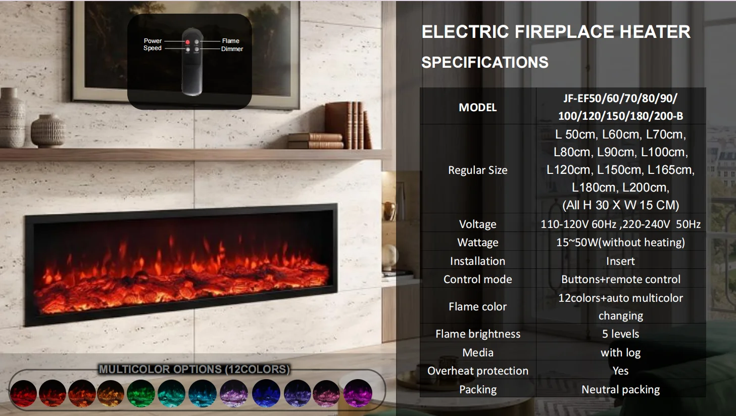 Electric Fireplace, 500mm, Wall - detail 26