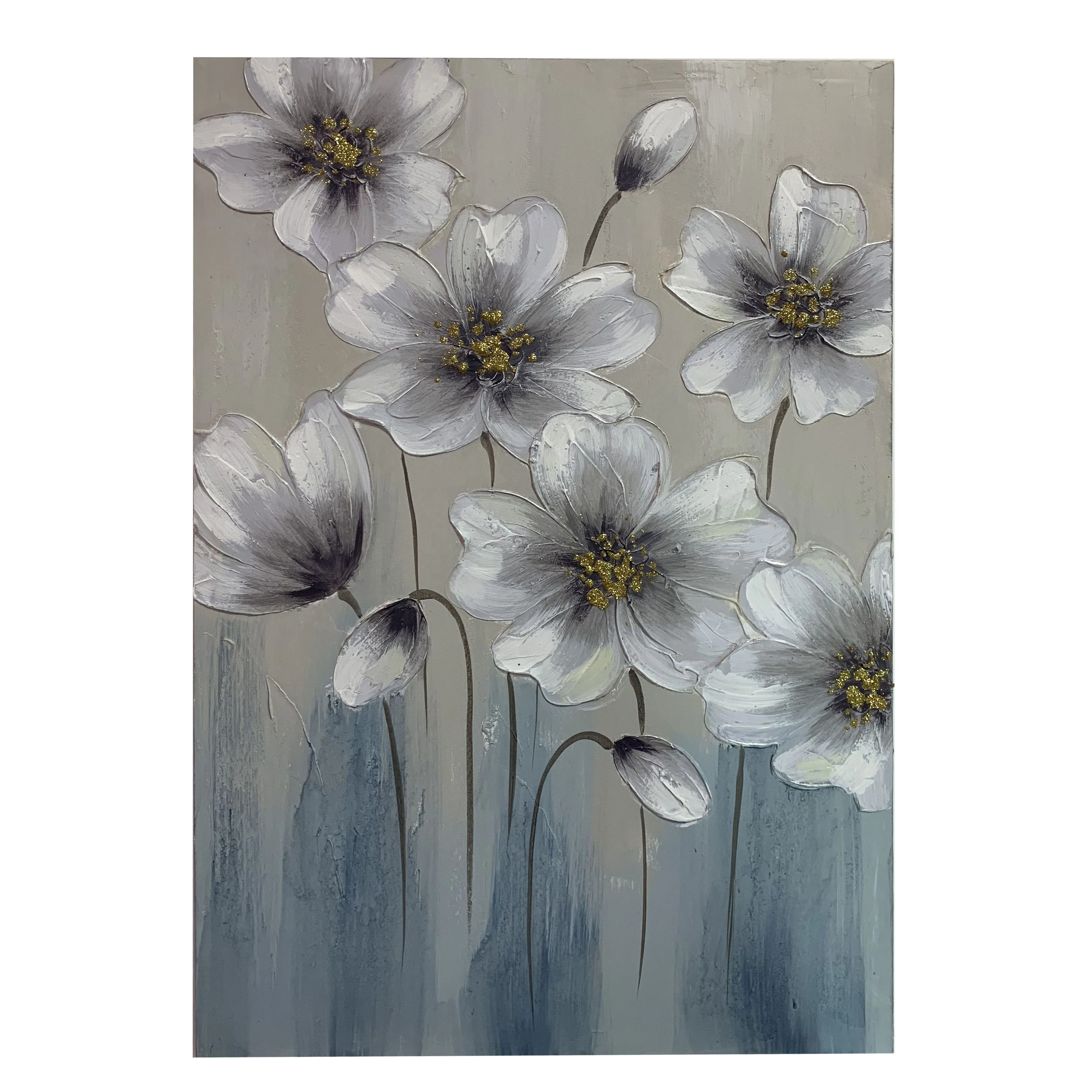 Modern White Flower Canvas Painting Set 2 Wall Art For Living Room - Buy Decoration Sunburst Wall Art,Wall Art For Restaurant,Modern Textured Wall Art Product On Alibaba.com